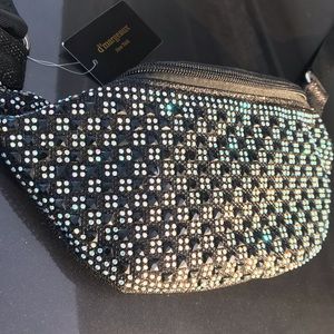 Rhinestone Bedazzled Glittery Black Fanny Pack